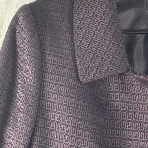 Tahari Womens Wallace Black Brown Blazer Pencil Skirt Set Geometric Print Sz 6 - Picture 2 of 11